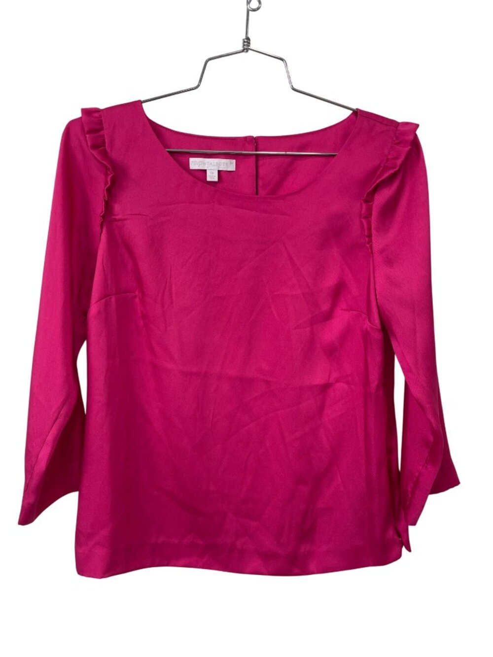 RSVP By Talbots Blouse Size 0 Petite Ruffle Shoulder 3/4 Sleeve Polyester Career